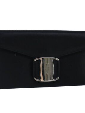 Salvatore Ferragamo Wallet Leather Black Auth bs20080